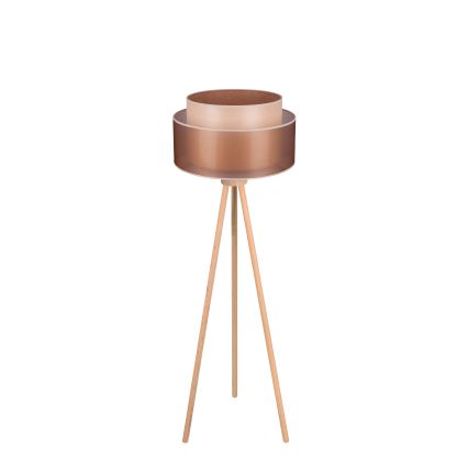 Duolla - Επιδαπέδιο φωτιστικό WOOD BOHO 1xE27/15W/230V διάμετρος 45 cm χαλκός/καφέ/μπεζ