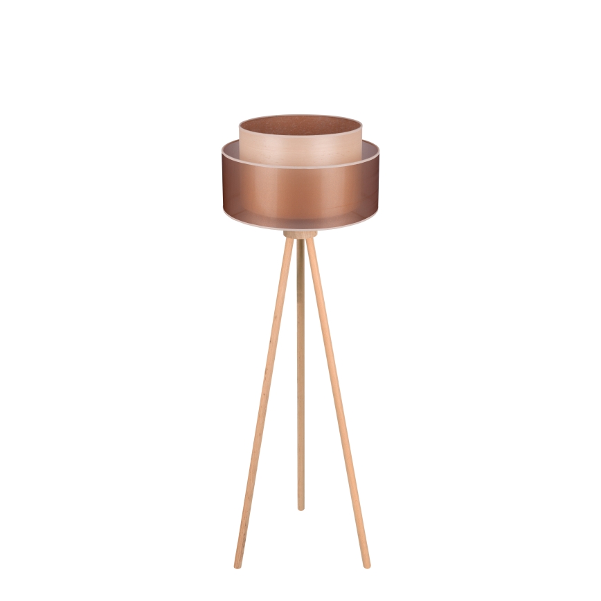 Duolla - Επιδαπέδιο φωτιστικό WOOD BOHO 1xE27/15W/230V διάμετρος 45 cm χαλκός/καφέ/μπεζ