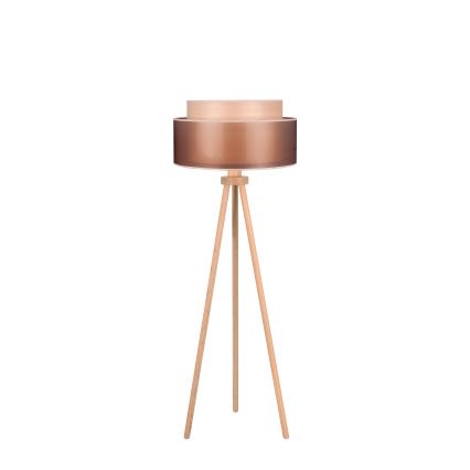 Duolla - Επιδαπέδιο φωτιστικό WOOD BOHO 1xE27/15W/230V διάμετρος 45 cm χαλκός/καφέ/μπεζ