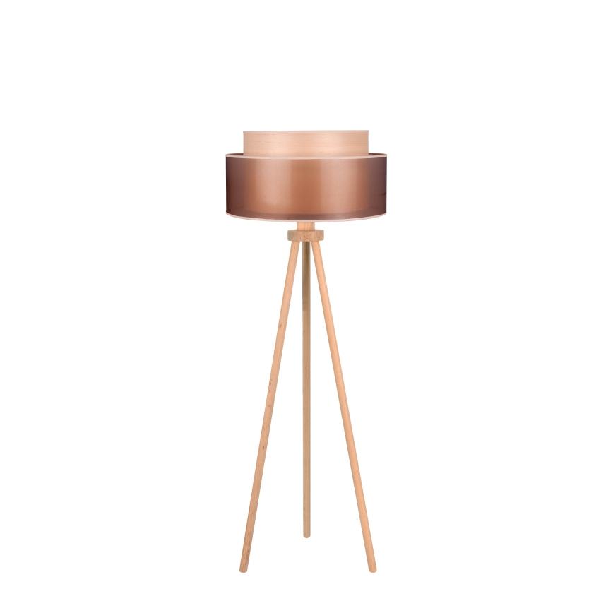 Duolla - Επιδαπέδιο φωτιστικό WOOD BOHO 1xE27/15W/230V διάμετρος 45 cm χαλκός/καφέ/μπεζ