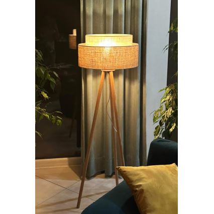 Duolla - Επιδαπέδιο φωτιστικό YUTE BOHO 1xE27/15W/230V διάμετρος 45 cm καφέ/κρεμ