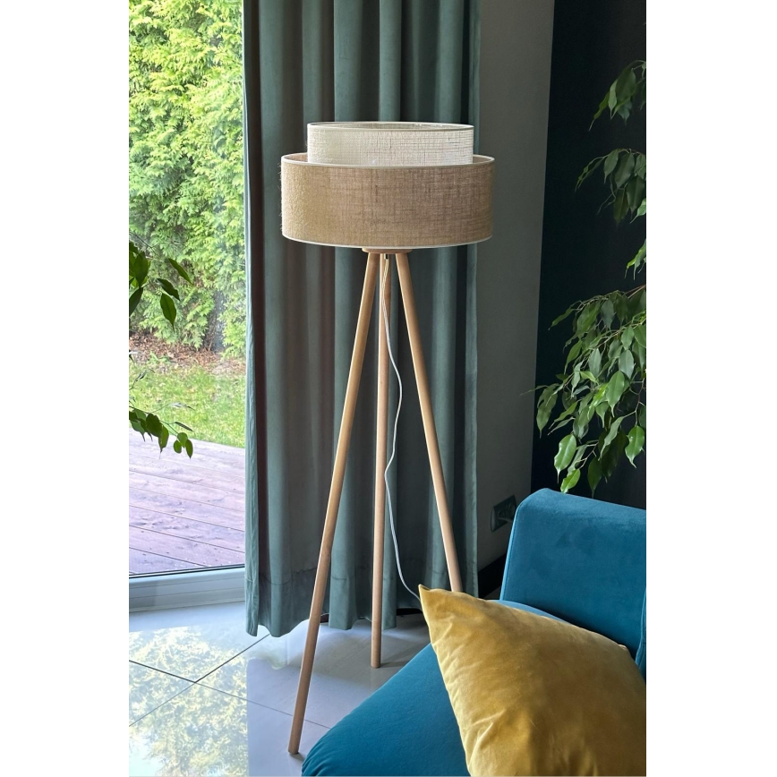 Duolla - Επιδαπέδιο φωτιστικό YUTE BOHO 1xE27/15W/230V διάμετρος 45 cm καφέ/κρεμ