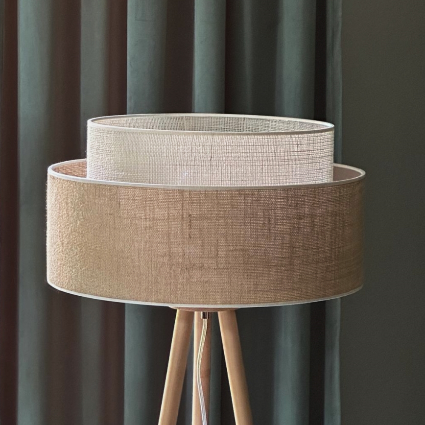 Duolla - Επιδαπέδιο φωτιστικό YUTE BOHO 1xE27/15W/230V διάμετρος 45 cm καφέ/κρεμ