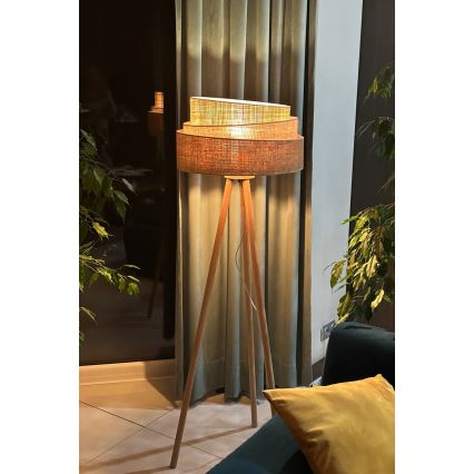 Duolla - Επιδαπέδιο φωτιστικό YUTE TRIO 1xE27/15W/230V διάμετρος 45 cm καφέ/γκρι/μπεζ