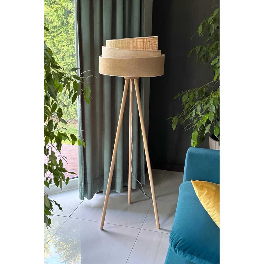Duolla - Επιδαπέδιο φωτιστικό YUTE TRIO 1xE27/15W/230V διάμετρος 45 cm καφέ/γκρι/μπεζ
