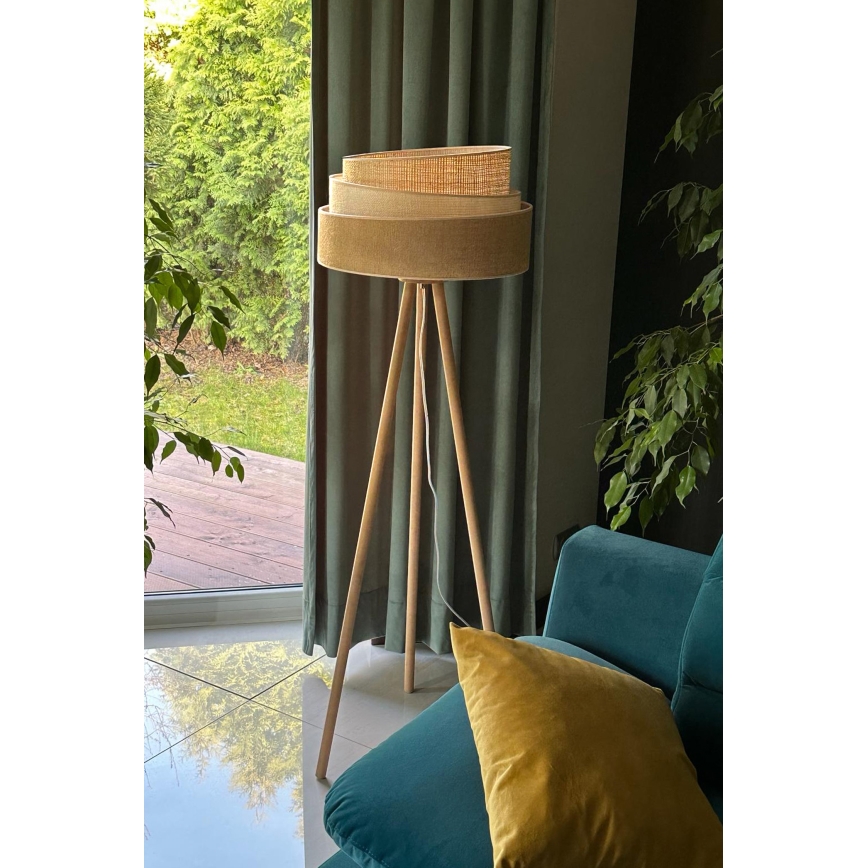 Duolla - Επιδαπέδιο φωτιστικό YUTE TRIO 1xE27/15W/230V διάμετρος 45 cm καφέ/γκρι/μπεζ