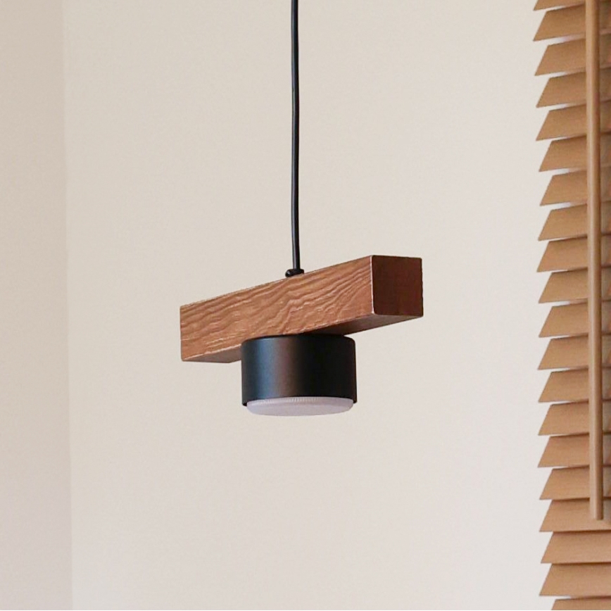 Duolla - Κρεμαστό φωτιστικό IRONLINE με καλώδιο 1xGX53/3W/230V, πεύκο/δρυς/μαύρο