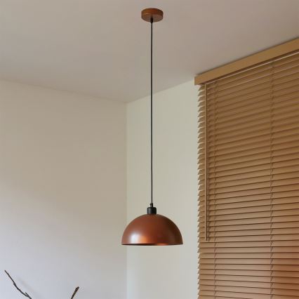 Duolla - Κρεμαστό φωτιστικό με καλώδιο IRONLINE 1xE27/15W/230V Ø 27 cm χάλκινο/μαύρο