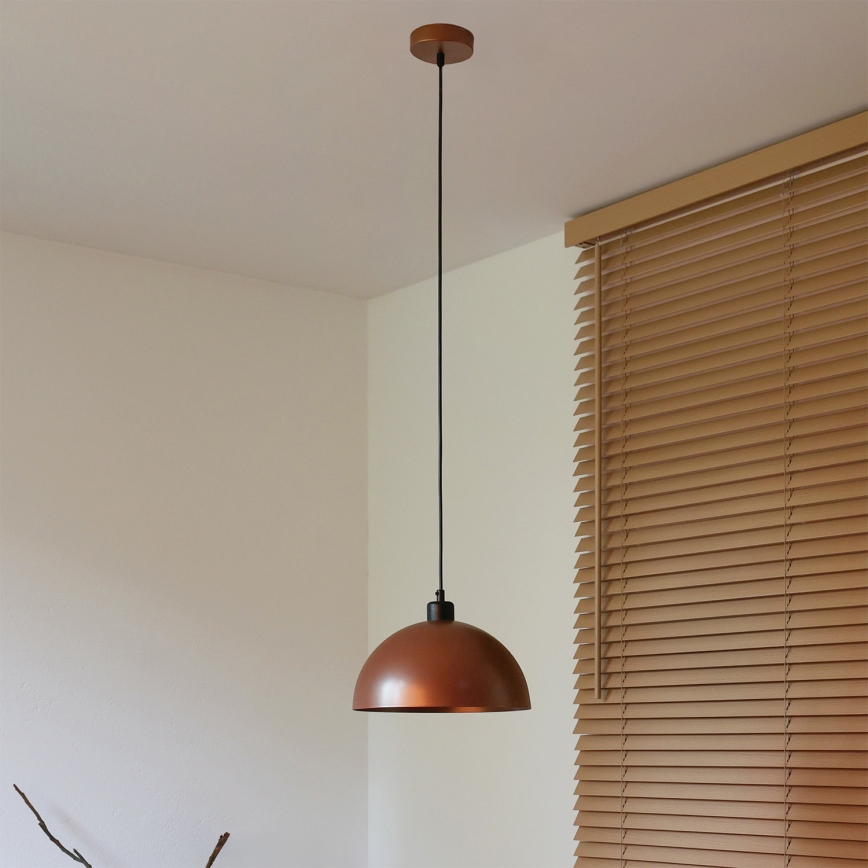 Duolla - Κρεμαστό φωτιστικό με καλώδιο IRONLINE 1xE27/15W/230V Ø 27 cm χάλκινο/μαύρο
