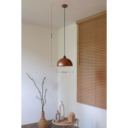 Duolla - Κρεμαστό φωτιστικό με καλώδιο IRONLINE 1xE27/15W/230V Ø 27 cm χάλκινο/μαύρο