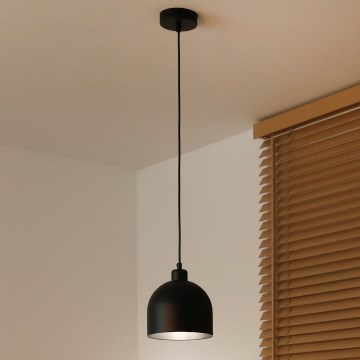 Duolla - Κρεμαστό φωτιστικό με καλώδιο IRONLINE 1xE27/15W/230V, διάμ. 17 εκ., μαύρο