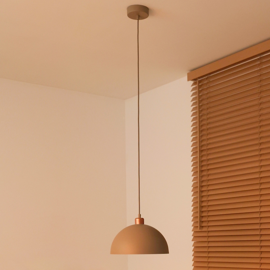 Duolla - Κρεμαστό φωτιστικό με καλώδιο IRONLINE 1xE27/15W/230V διάμ. 27 cm μπεζ/χάλκινο