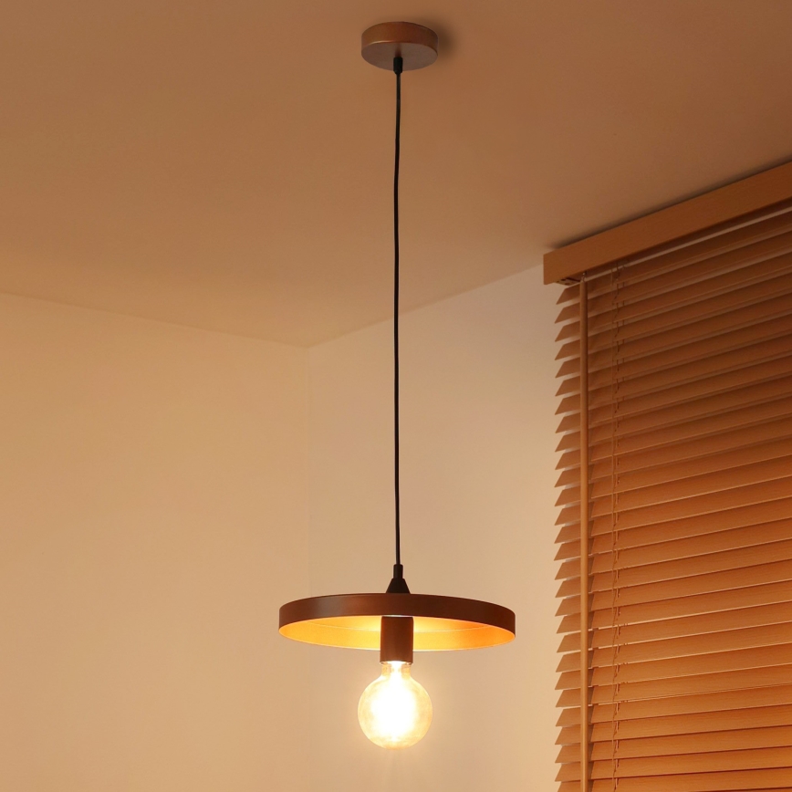 Duolla - Κρεμαστό φωτιστικό με καλώδιο IRONLINE 1xE27/15W/230V διάμ. 30 εκ. χάλκινο/μαύρο