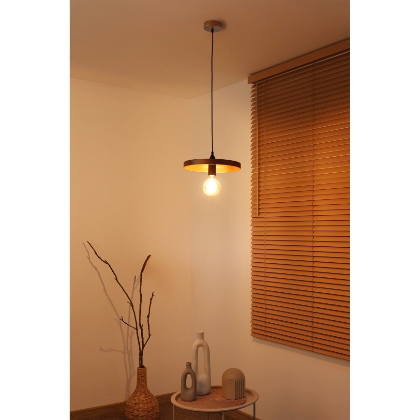 Duolla - Κρεμαστό φωτιστικό με καλώδιο IRONLINE 1xE27/15W/230V διάμ. 30 εκ. χάλκινο/μαύρο