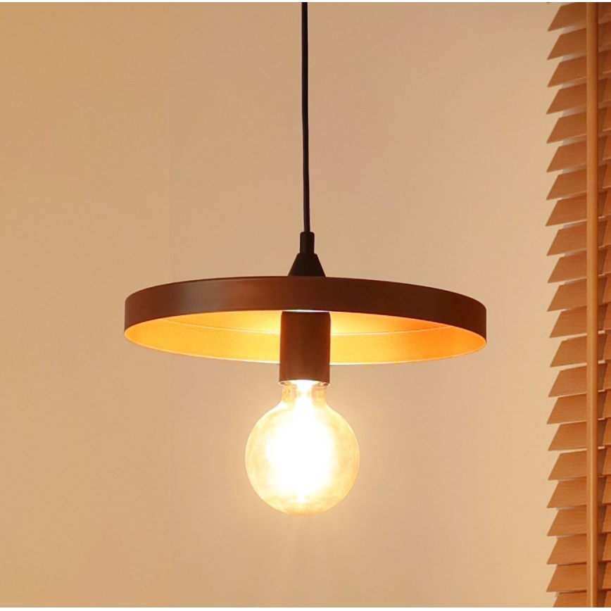 Duolla - Κρεμαστό φωτιστικό με καλώδιο IRONLINE 1xE27/15W/230V διάμ. 30 εκ. χάλκινο/μαύρο