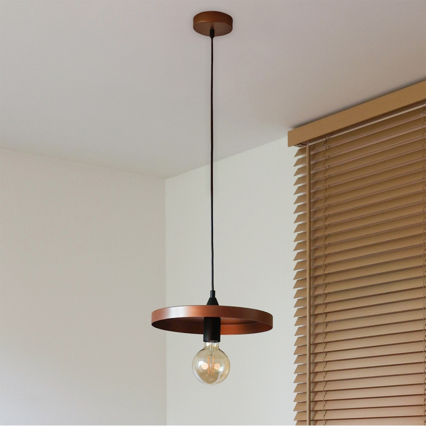 Duolla - Κρεμαστό φωτιστικό με καλώδιο IRONLINE 1xE27/15W/230V διάμ. 30 εκ. χάλκινο/μαύρο