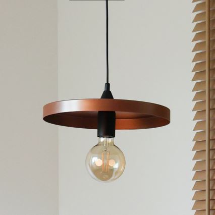 Duolla - Κρεμαστό φωτιστικό με καλώδιο IRONLINE 1xE27/15W/230V διάμ. 30 εκ. χάλκινο/μαύρο