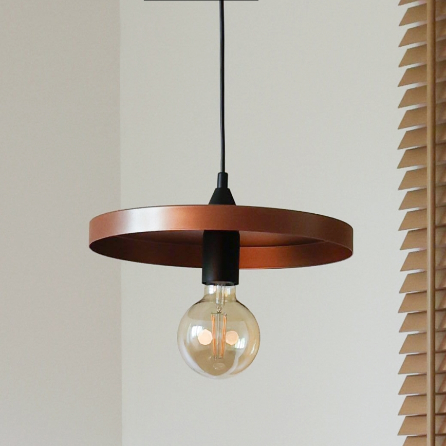 Duolla - Κρεμαστό φωτιστικό με καλώδιο IRONLINE 1xE27/15W/230V διάμ. 30 εκ. χάλκινο/μαύρο