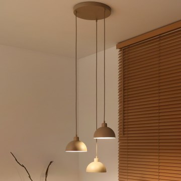 Duolla - Κρεμαστό φωτιστικό με καλώδιο IRONLINE 3xE27/15W/230V μπεζ