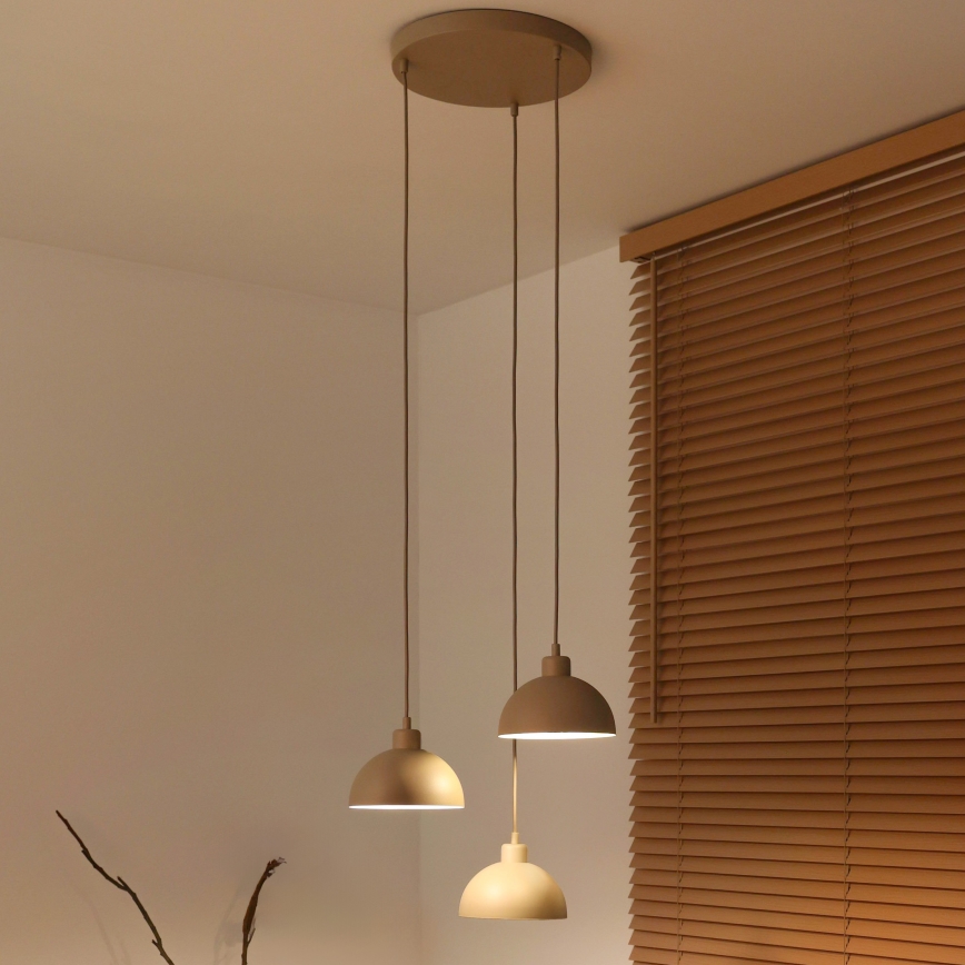 Duolla - Κρεμαστό φωτιστικό με καλώδιο IRONLINE 3xE27/15W/230V μπεζ