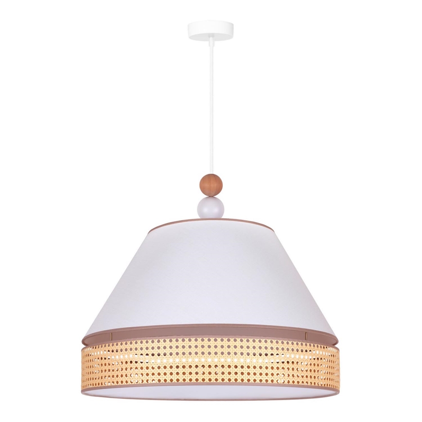 Duolla - Κρεμαστό φωτιστικό οροφής AVIGNON 1xE27/15W/230V διάμετρος 60 cm λευκό/rattan