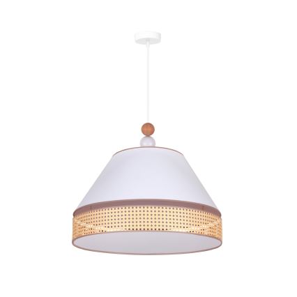 Duolla - Κρεμαστό φωτιστικό οροφής AVIGNON 1xE27/15W/230V διάμετρος 60 cm λευκό/rattan