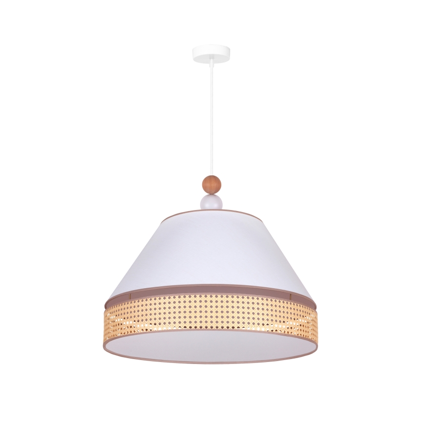 Duolla - Κρεμαστό φωτιστικό οροφής AVIGNON 1xE27/15W/230V διάμετρος 60 cm λευκό/rattan