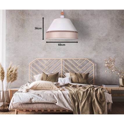 Duolla - Κρεμαστό φωτιστικό οροφής AVIGNON 1xE27/15W/230V διάμετρος 60 cm λευκό/μπεζ