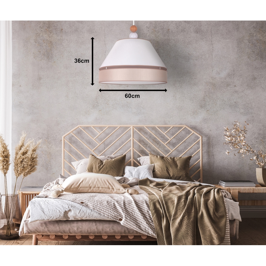 Duolla - Κρεμαστό φωτιστικό οροφής AVIGNON 1xE27/15W/230V διάμετρος 60 cm λευκό/μπεζ