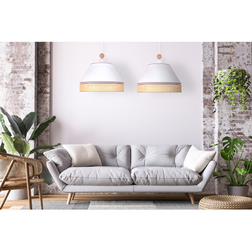 Duolla - Κρεμαστό φωτιστικό οροφής AVIGNON 2xE27/15W/230V λευκό/rattan