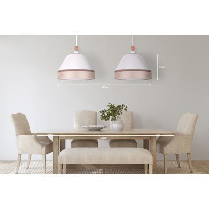 Duolla - Κρεμαστό φωτιστικό οροφής AVIGNON 2xE27/15W/230V λευκό/μπεζ