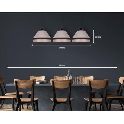 Duolla - Κρεμαστό φωτιστικό οροφής AVIGNON 3xE27/15W/230V μπεζ