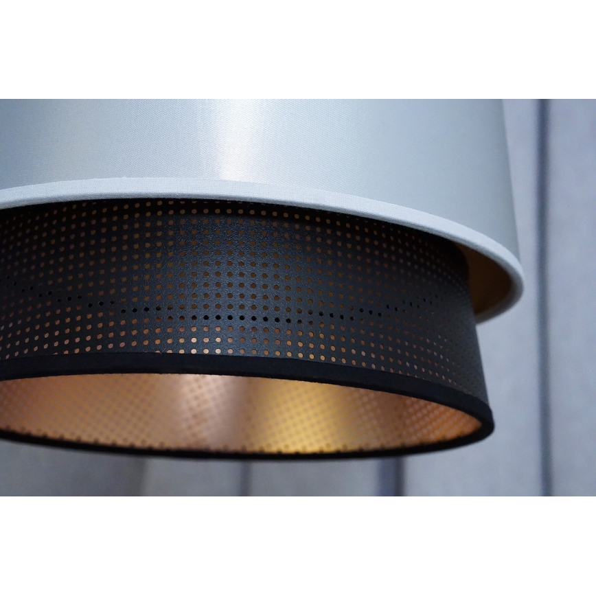 Duolla - Κρεμαστό φωτιστικό οροφής BELL SHINY 1xE27/15W/230V διάμετρος 25 cm ασημί/μαύρο