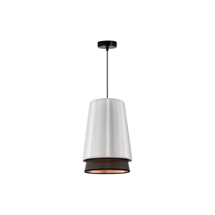 Duolla - Κρεμαστό φωτιστικό οροφής BELL SHINY 1xE27/15W/230V διάμετρος 25 cm ασημί/μαύρο