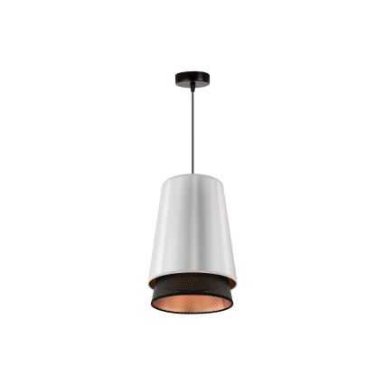 Duolla - Κρεμαστό φωτιστικό οροφής BELL SHINY 1xE27/15W/230V διάμετρος 25 cm ασημί/μαύρο