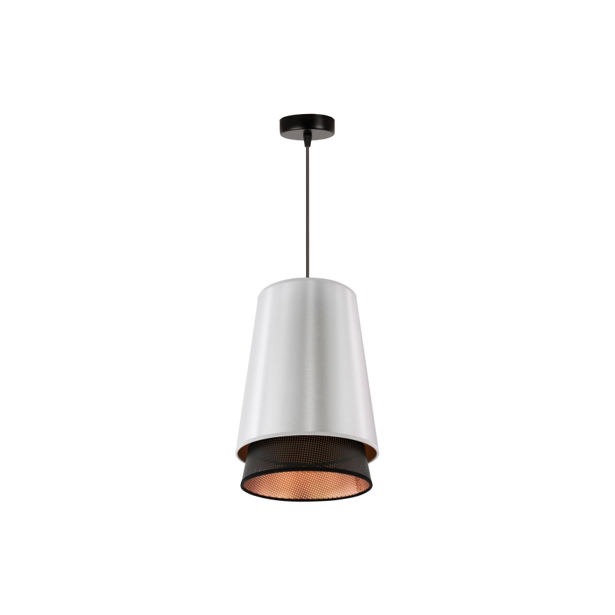 Duolla - Κρεμαστό φωτιστικό οροφής BELL SHINY 1xE27/15W/230V διάμετρος 25 cm ασημί/μαύρο