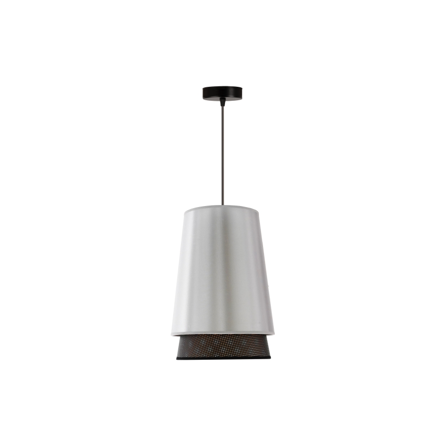 Duolla - Κρεμαστό φωτιστικό οροφής BELL SHINY 1xE27/15W/230V διάμετρος 25 cm ασημί/μαύρο