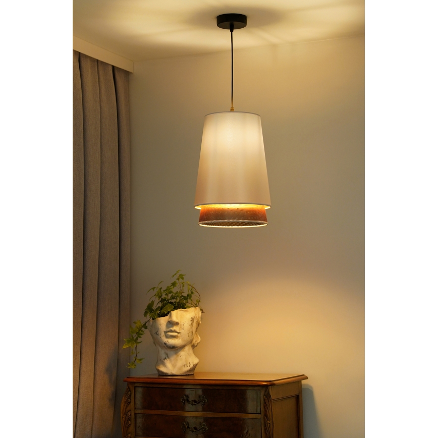 Duolla - Κρεμαστό φωτιστικό οροφής BELL SHINY 1xE27/15W/230V διάμετρος 25 cm λευκό/χαλκός