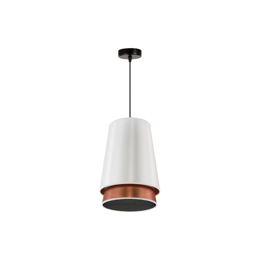 Duolla - Κρεμαστό φωτιστικό οροφής BELL SHINY 1xE27/15W/230V διάμετρος 25 cm λευκό/χαλκός