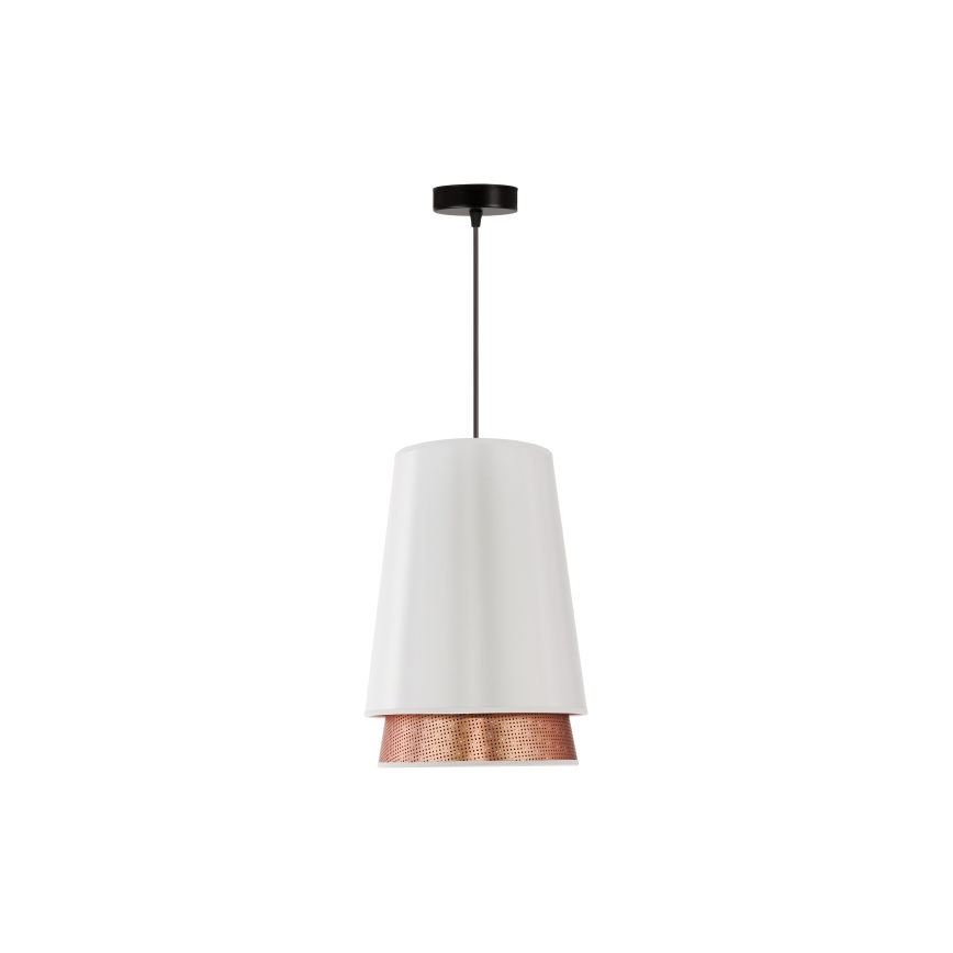 Duolla - Κρεμαστό φωτιστικό οροφής BELL SHINY 1xE27/15W/230V διάμετρος 25 cm λευκό/χαλκός