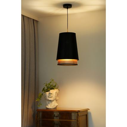 Duolla - Κρεμαστό φωτιστικό οροφής BELL SHINY 1xE27/15W/230V διάμετρος 25 cm μαύρο/χαλκός