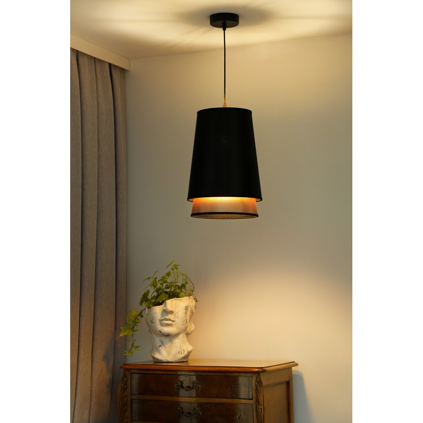 Duolla - Κρεμαστό φωτιστικό οροφής BELL SHINY 1xE27/15W/230V διάμετρος 25 cm μαύρο/χαλκός