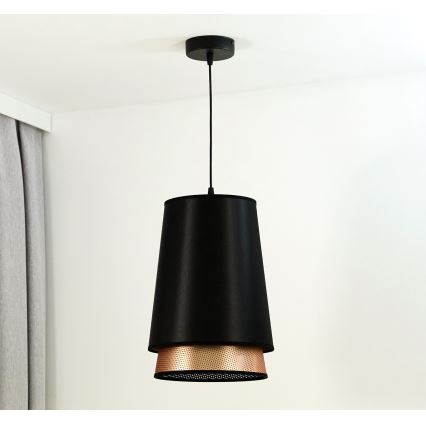 Duolla - Κρεμαστό φωτιστικό οροφής BELL SHINY 1xE27/15W/230V διάμετρος 25 cm μαύρο/χαλκός