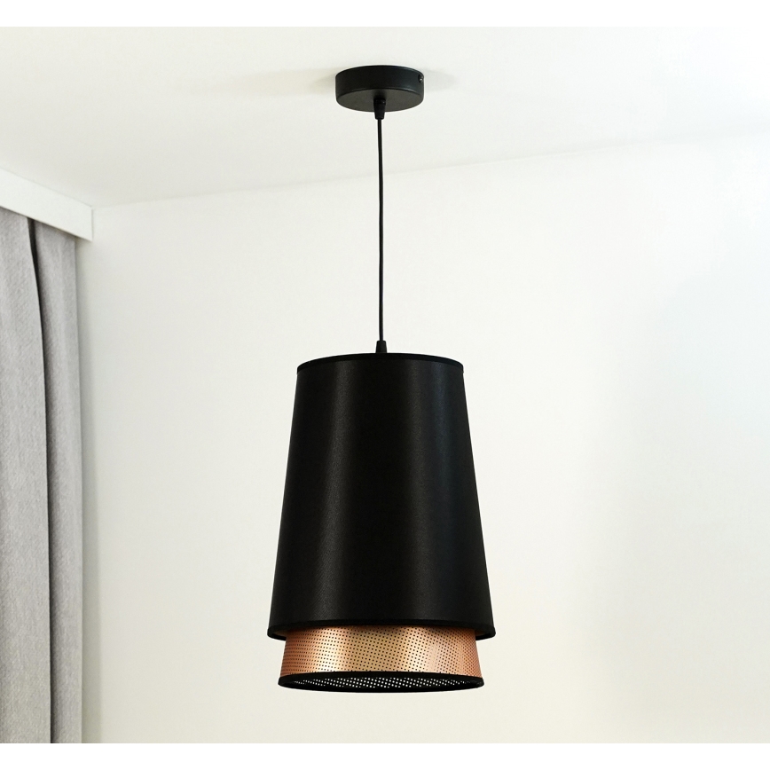 Duolla - Κρεμαστό φωτιστικό οροφής BELL SHINY 1xE27/15W/230V διάμετρος 25 cm μαύρο/χαλκός