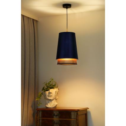 Duolla - Κρεμαστό φωτιστικό οροφής BELL SHINY 1xE27/15W/230V διάμετρος 25 cm μπλε/χαλκός
