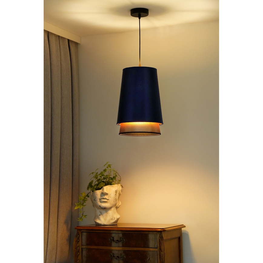 Duolla - Κρεμαστό φωτιστικό οροφής BELL SHINY 1xE27/15W/230V διάμετρος 25 cm μπλε/χαλκός