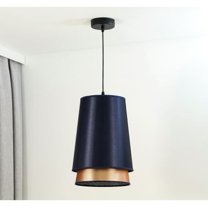 Duolla - Κρεμαστό φωτιστικό οροφής BELL SHINY 1xE27/15W/230V διάμετρος 25 cm μπλε/χαλκός