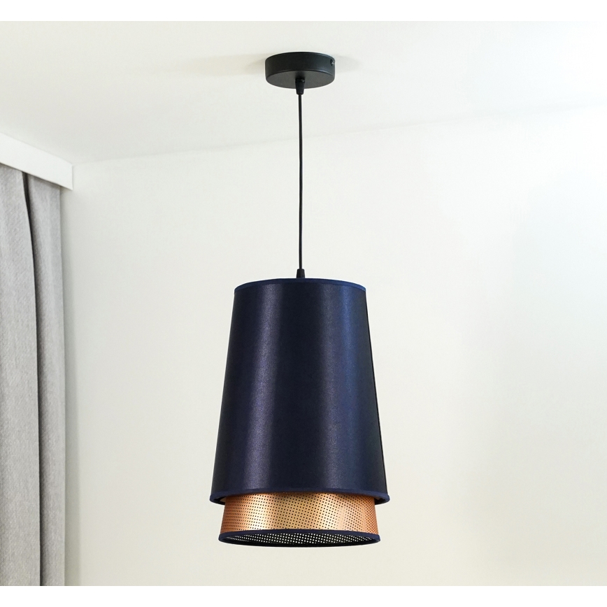 Duolla - Κρεμαστό φωτιστικό οροφής BELL SHINY 1xE27/15W/230V διάμετρος 25 cm μπλε/χαλκός
