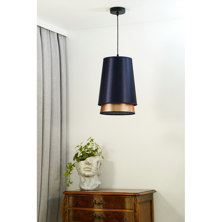 Duolla - Κρεμαστό φωτιστικό οροφής BELL SHINY 1xE27/15W/230V διάμετρος 25 cm μπλε/χαλκός