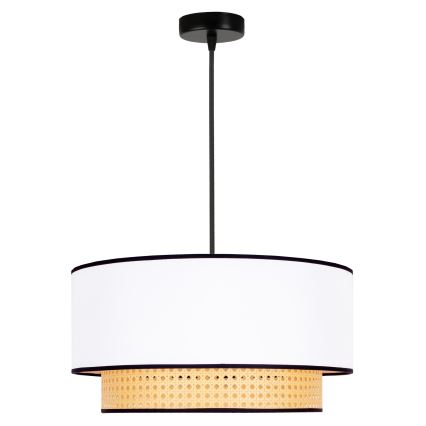Duolla - Κρεμαστό φωτιστικό οροφής BOHO 1xE27/15W/230V διάμετρος 45 cm λευκό/rattan